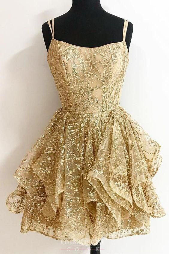 Gold Short homecoming Dresses Glitter ...